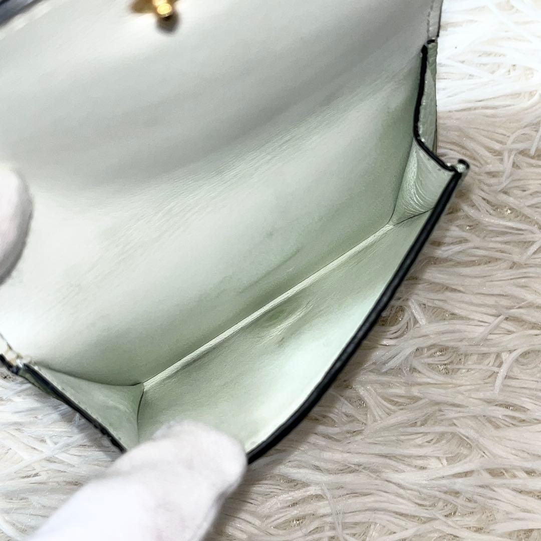 LOEWE 三つ折り財布　アナグラム　トライフォールド　グリーン　シェルグレー