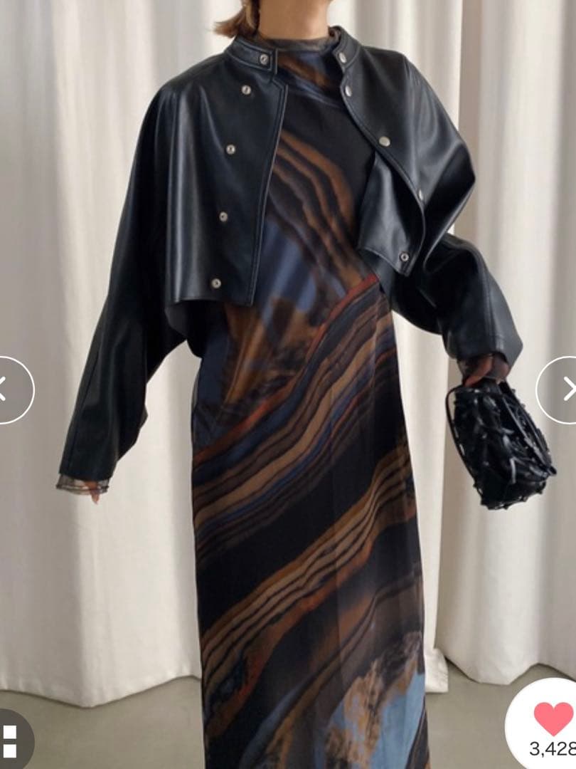 アメリROUND SHORT SYNTHETIC LEATHER JACKET