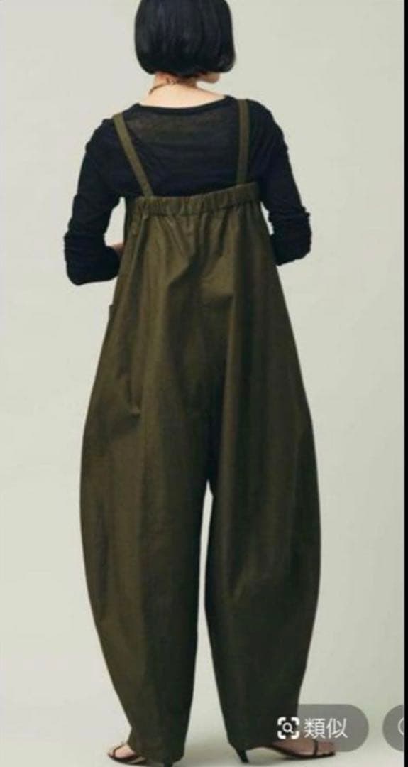 カレンソロジー　コットンネップサロペットパンツ　オーバーオール　カーキ