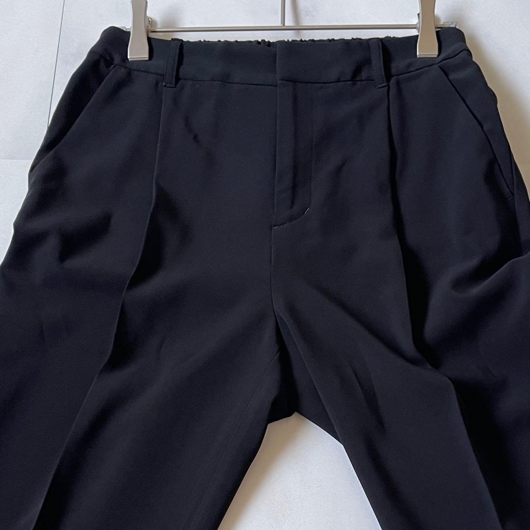 極美品 インディヴィ スーツ ノーカラージャケット パンツ セットアップ 黒 S