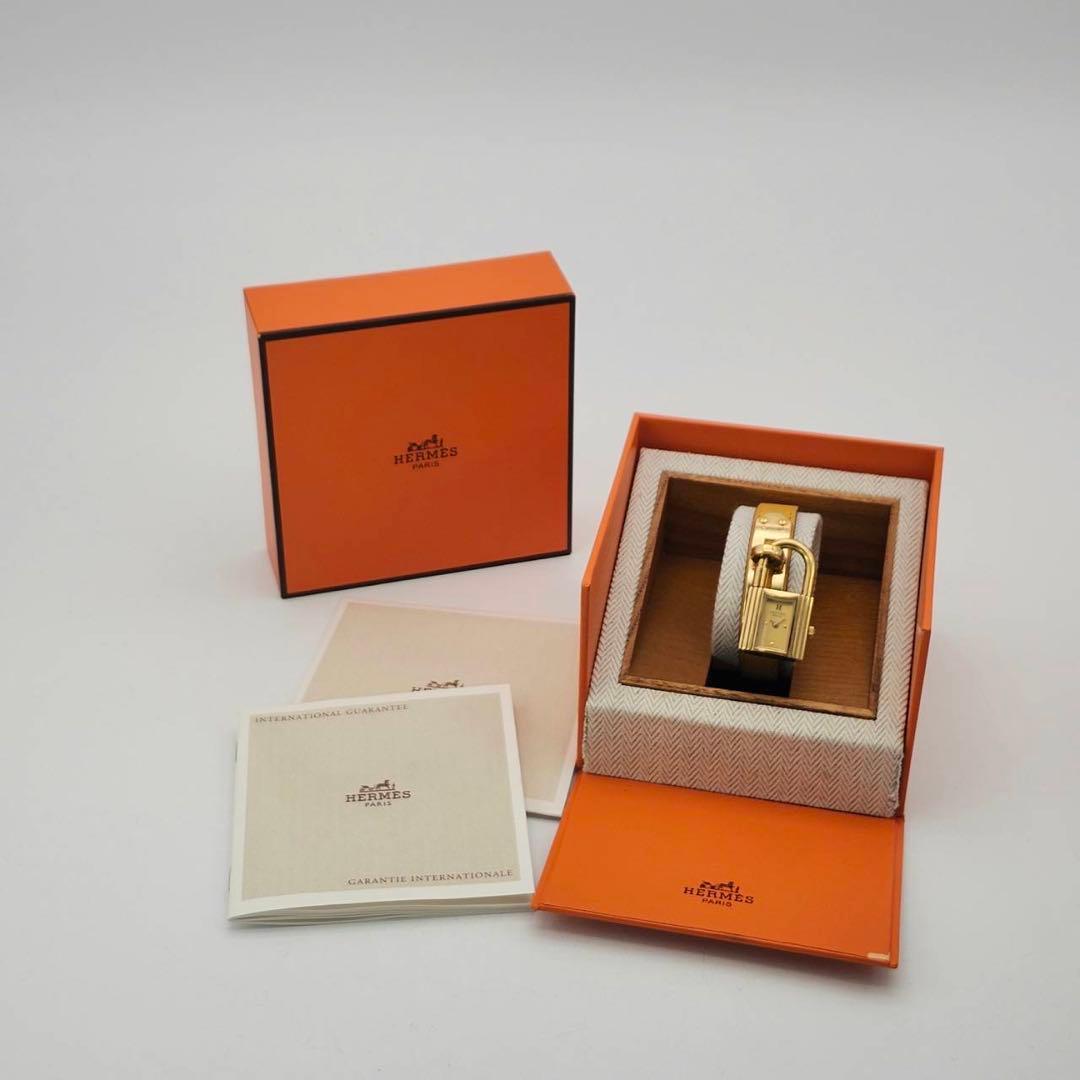 HERMES 　ケリーウォッチ　金文字盤　レディース　カデナ　クォーツ　付属品有