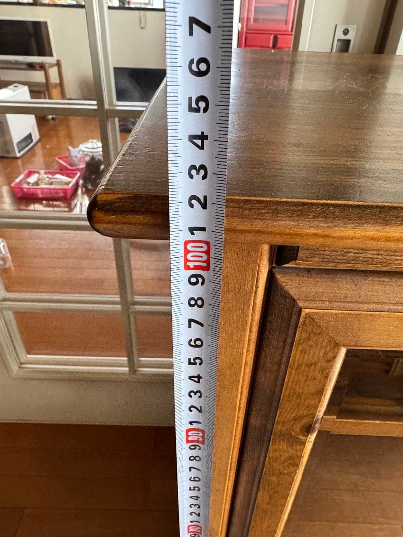 ☆アンティーク木目調ラック ガラス扉付き 収納棚