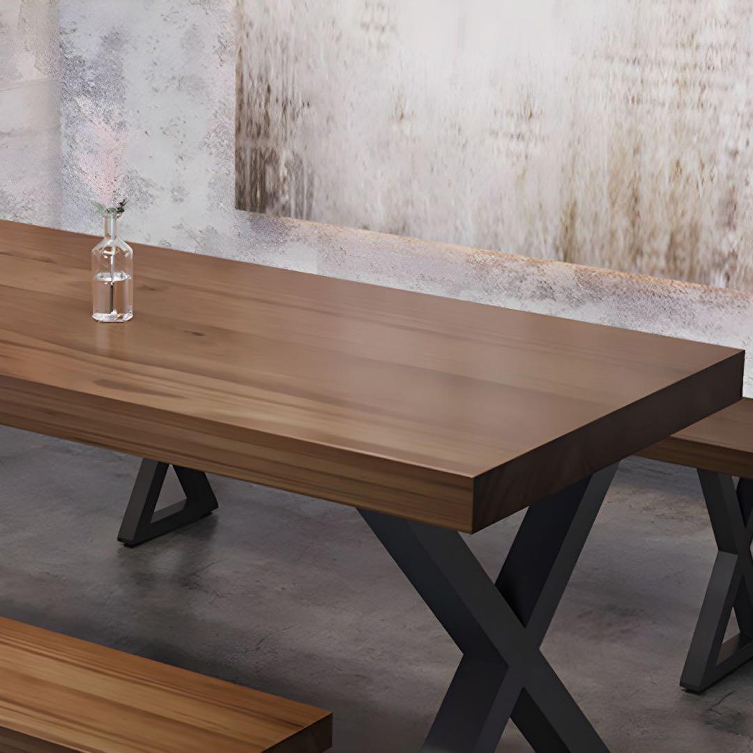 インダストリアル ダイニングテーブルセット ウォールナット調 アイアン脚