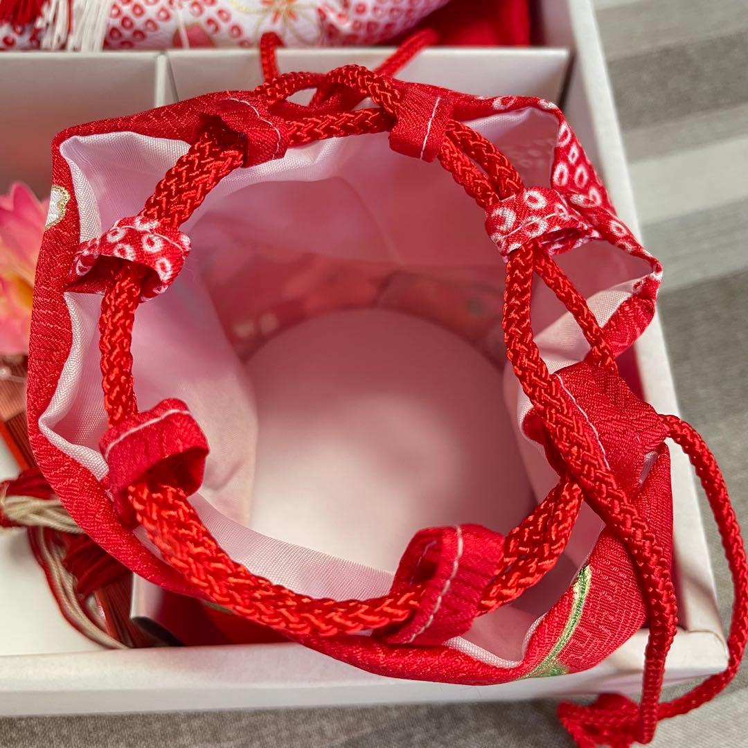 七五三着物被服セット7点 赤白 箱付