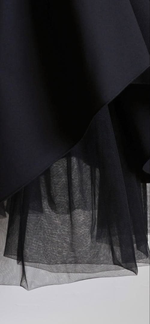 ジョリーミニョン　チュール使い リボンドロストティアードスカート　ブラック♡