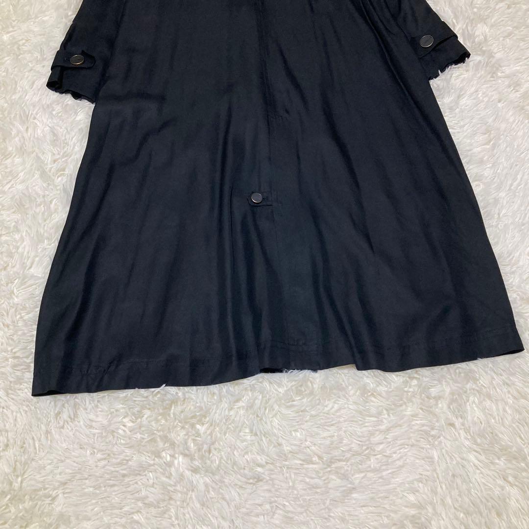 シルク100% ルイフェロー トレンチコート 裏地総柄 ベルト Aライン 黒 9