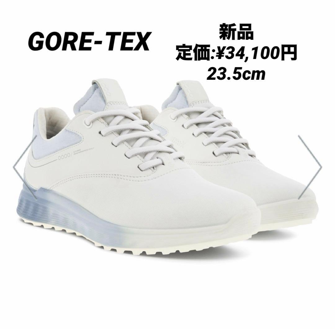 新品エコーGolf SThreeレザーGoreTexゴルフシューズ23.5