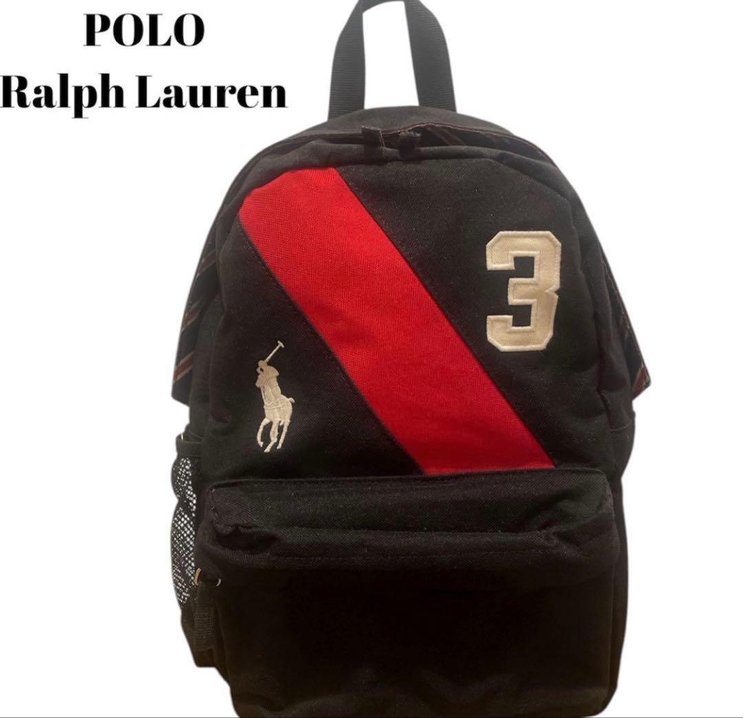 【良品】Ralph Lauren リュックサック ミニリュック ナイロン 黒赤