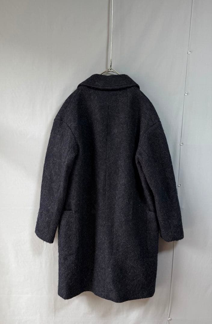 ユナイテッドアローズ　ウール混ダブルブレストシャギーコート　ネイビー