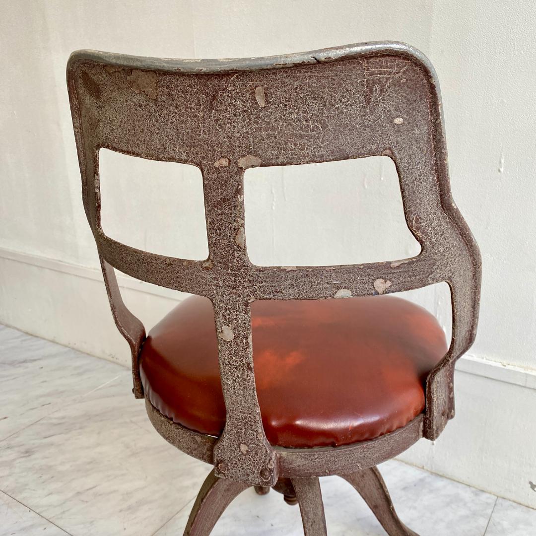 希少 昭和レトロ アイアン 回転チェア 椅子 インダストリアル 古家具