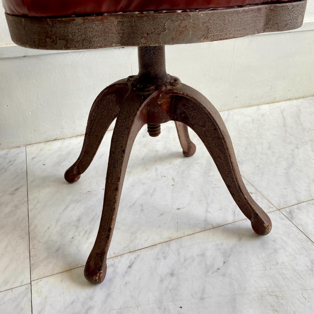 希少 昭和レトロ アイアン 回転チェア 椅子 インダストリアル 古家具