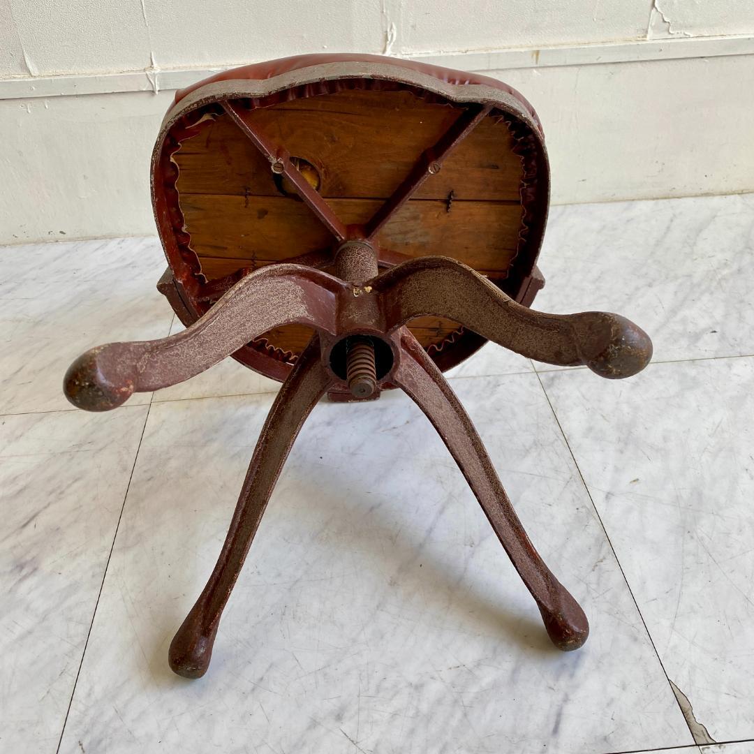 希少 昭和レトロ アイアン 回転チェア 椅子 インダストリアル 古家具