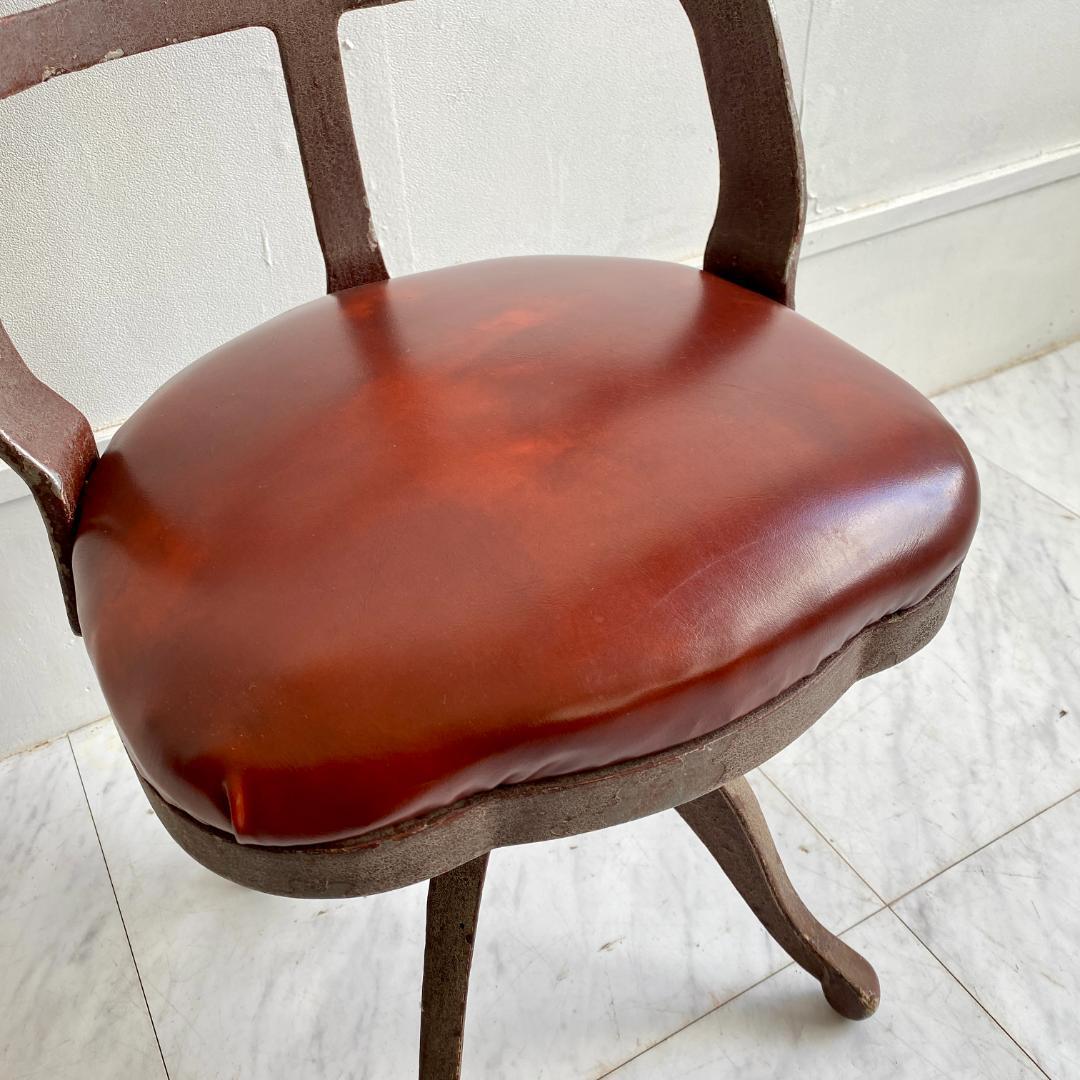 希少 昭和レトロ アイアン 回転チェア 椅子 インダストリアル 古家具