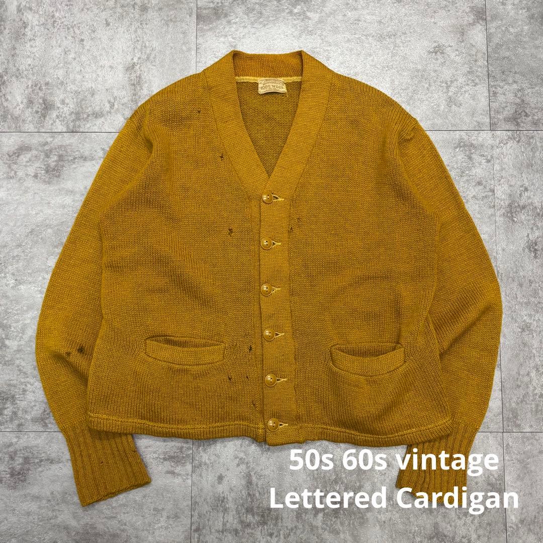 50s 60s Lettered Cardigan レタード　ウールカーディガン