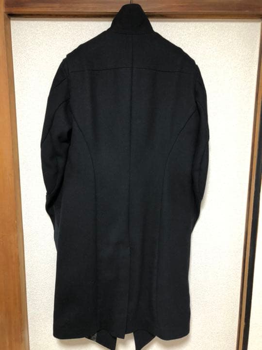 限定3着生産 Devoa ダブルフェイスロングコート(黒) サイズ1 裏地千鳥柄