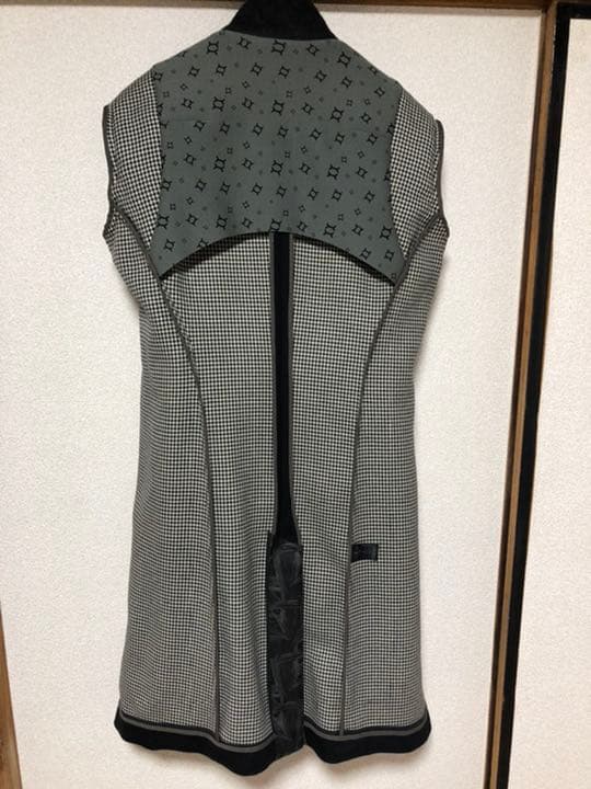 限定3着生産 Devoa ダブルフェイスロングコート(黒) サイズ1 裏地千鳥柄