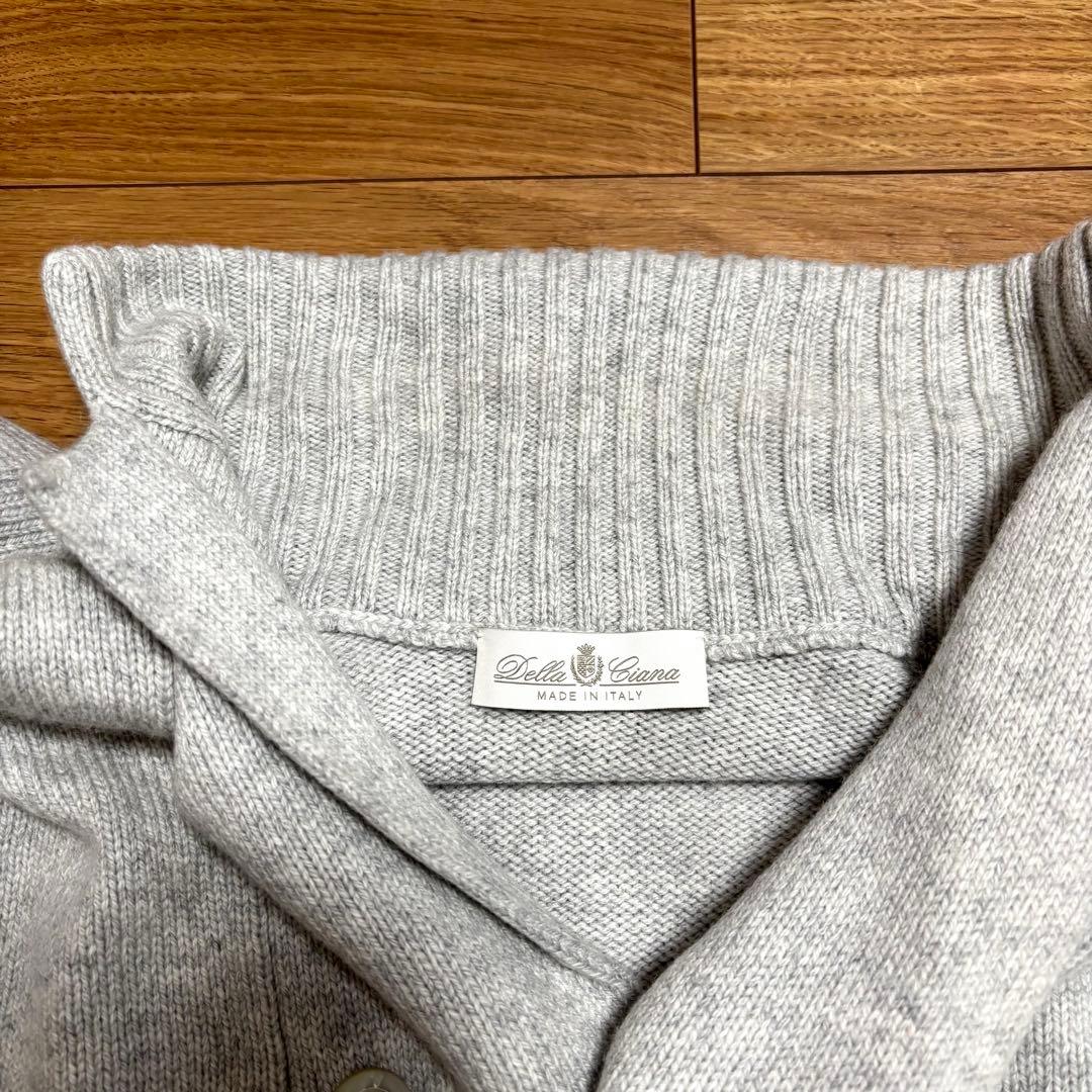 デラチアーナ 44 ライトグレーウール カシミヤ ダブルブレスト カーディガン