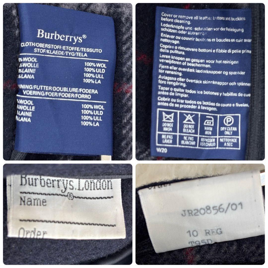 美品　バーバリーズ　ダッフルコート　ウール　ネイビー　ノバチェック　XL〜2XL