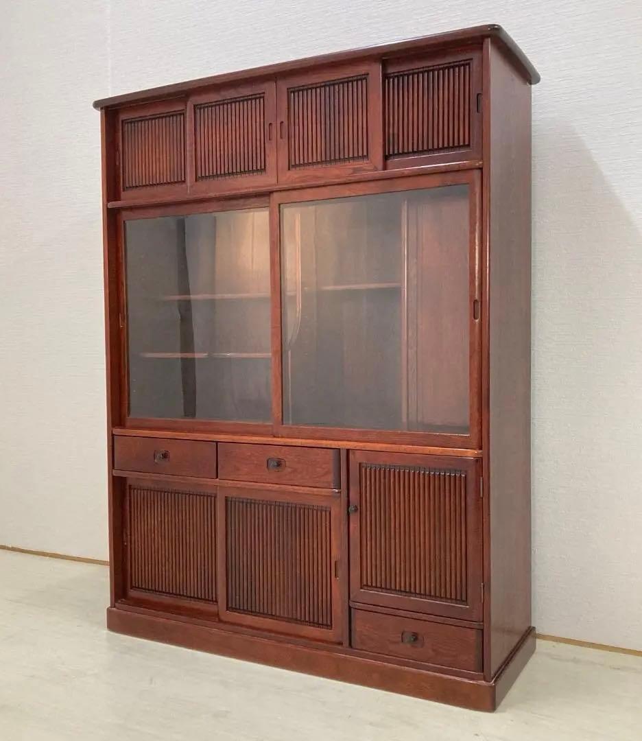 【カリモク】茶棚　水屋箪笥　飾り棚　キャビネット　茶箪笥　食器棚　古民家　和室