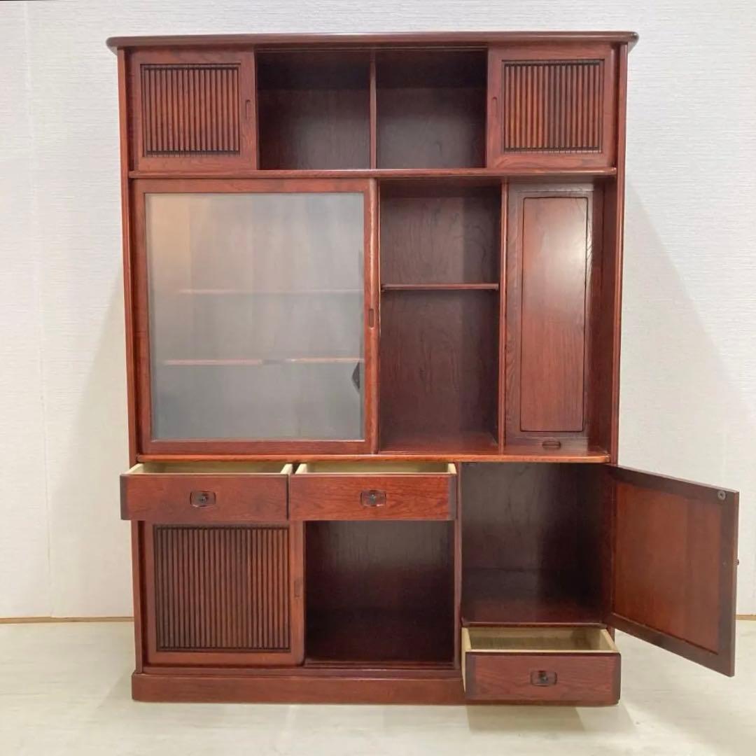 【カリモク】茶棚　水屋箪笥　飾り棚　キャビネット　茶箪笥　食器棚　古民家　和室