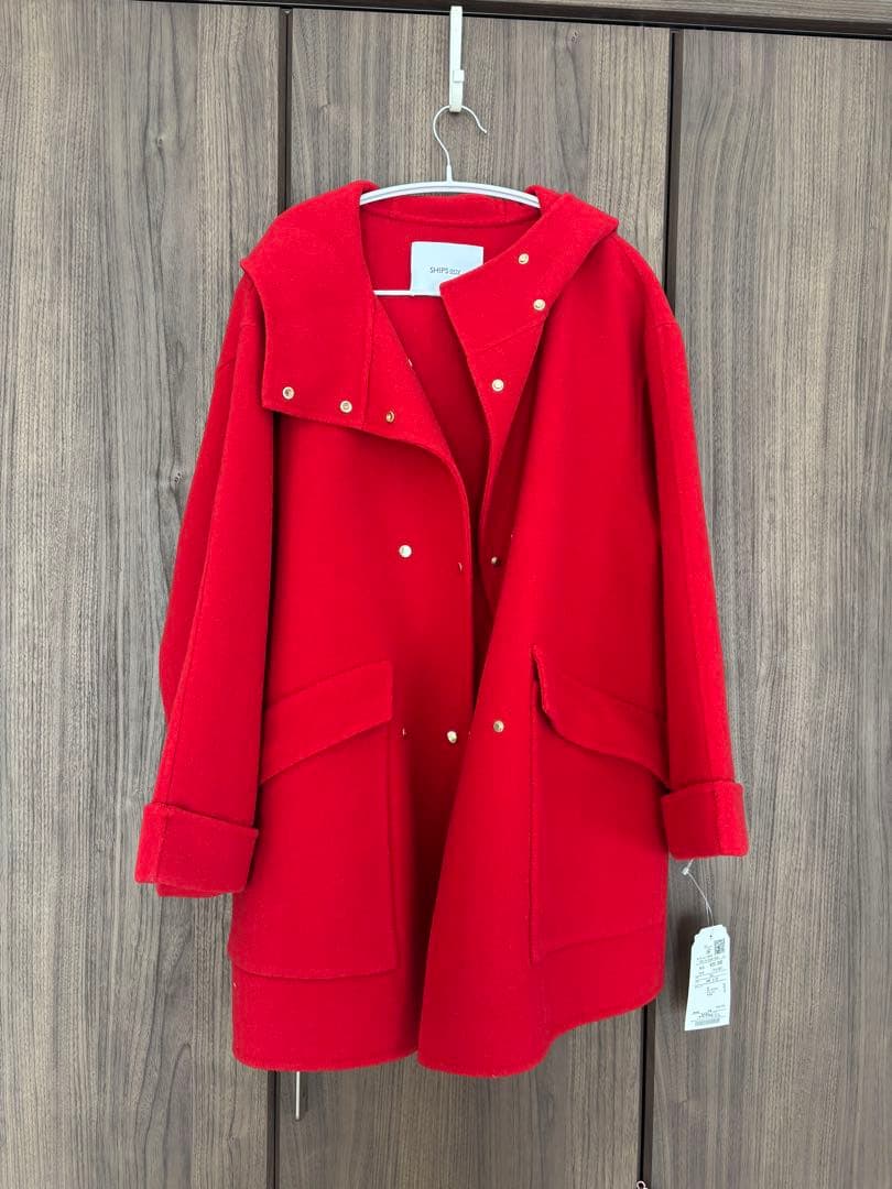 SHIPS any: リバー フーデッド Aライン ミドル コート