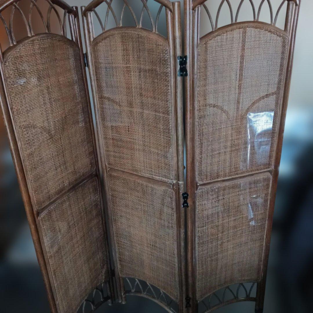 ウッドラタン 3つ折りパーテーション