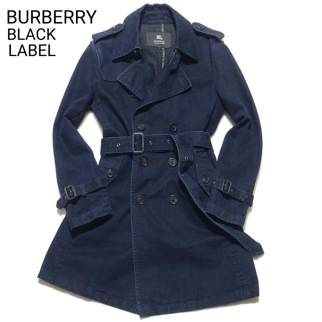 美品 サイズL バーバリーブラックレーベル　トレンチコート デニム ノバチェック