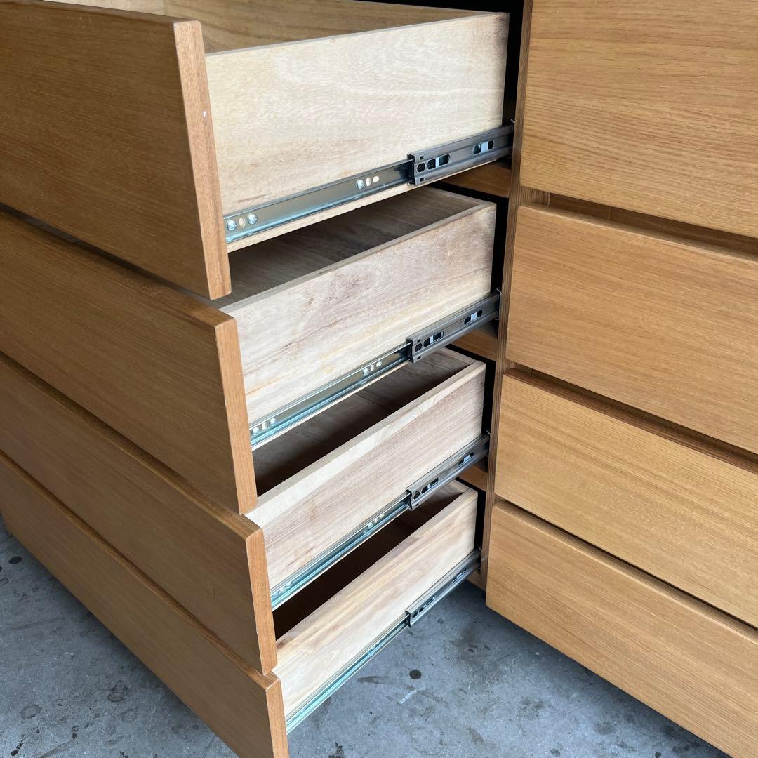 美品・廃盤希少★無印 木製チェスト４段・幅１２０ｃｍ・タモ材・ナチュラル