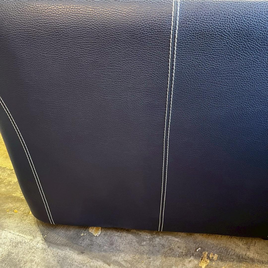 FALIO JAPAN ネイビー レザー 二人掛け ワイドソファー ソファ