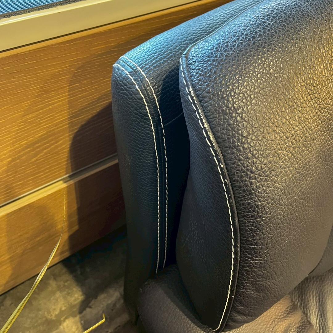 FALIO JAPAN ネイビー レザー 二人掛け ワイドソファー ソファ