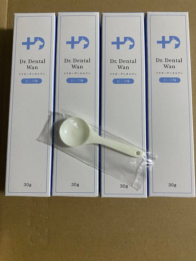 新品未開封、ドクターデンタルワン犬用口腔ジェル30g×4本、スプーン付き