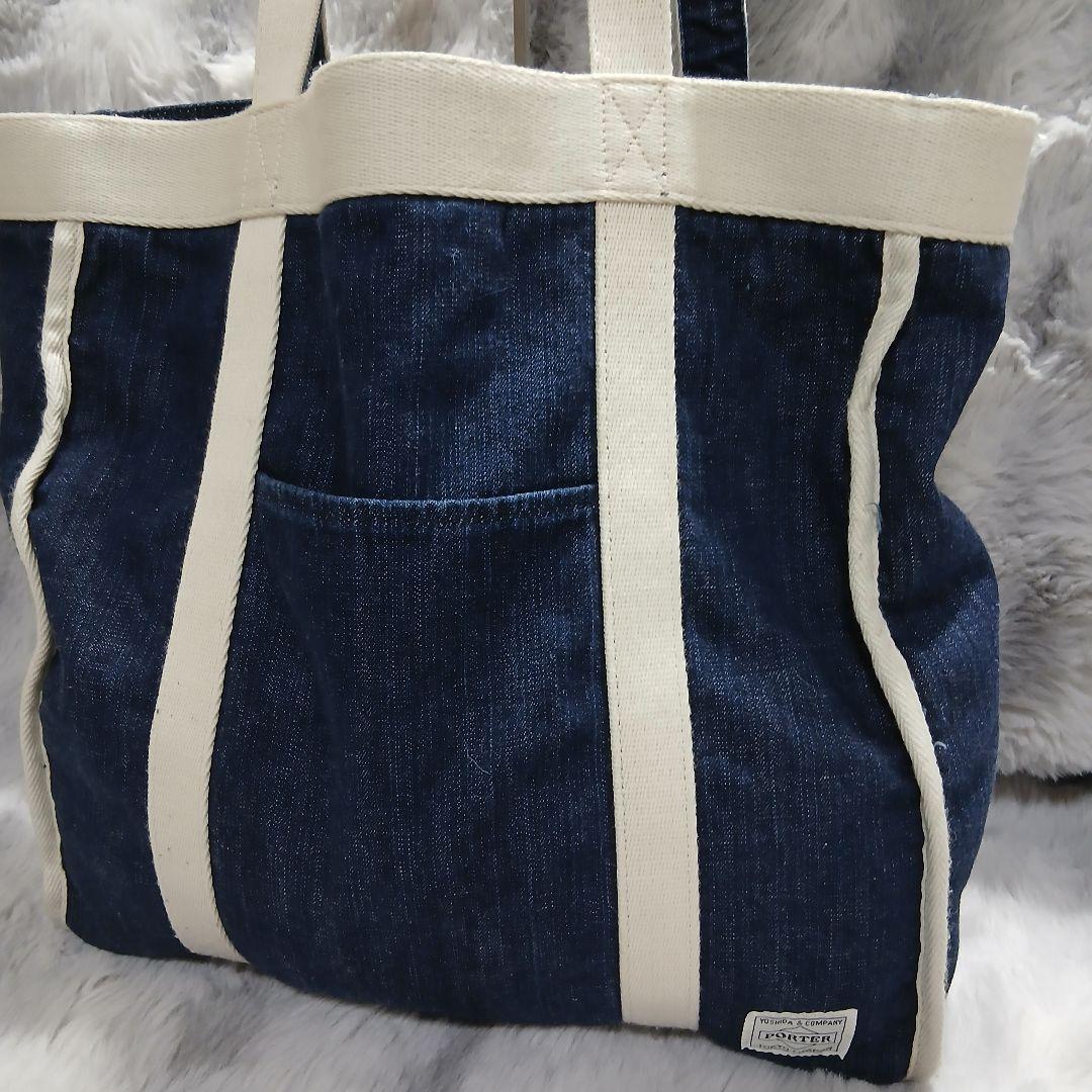 【美品】ＰＯＲＴＥＲポータートートバック　デニムユニセックスリバーシブル