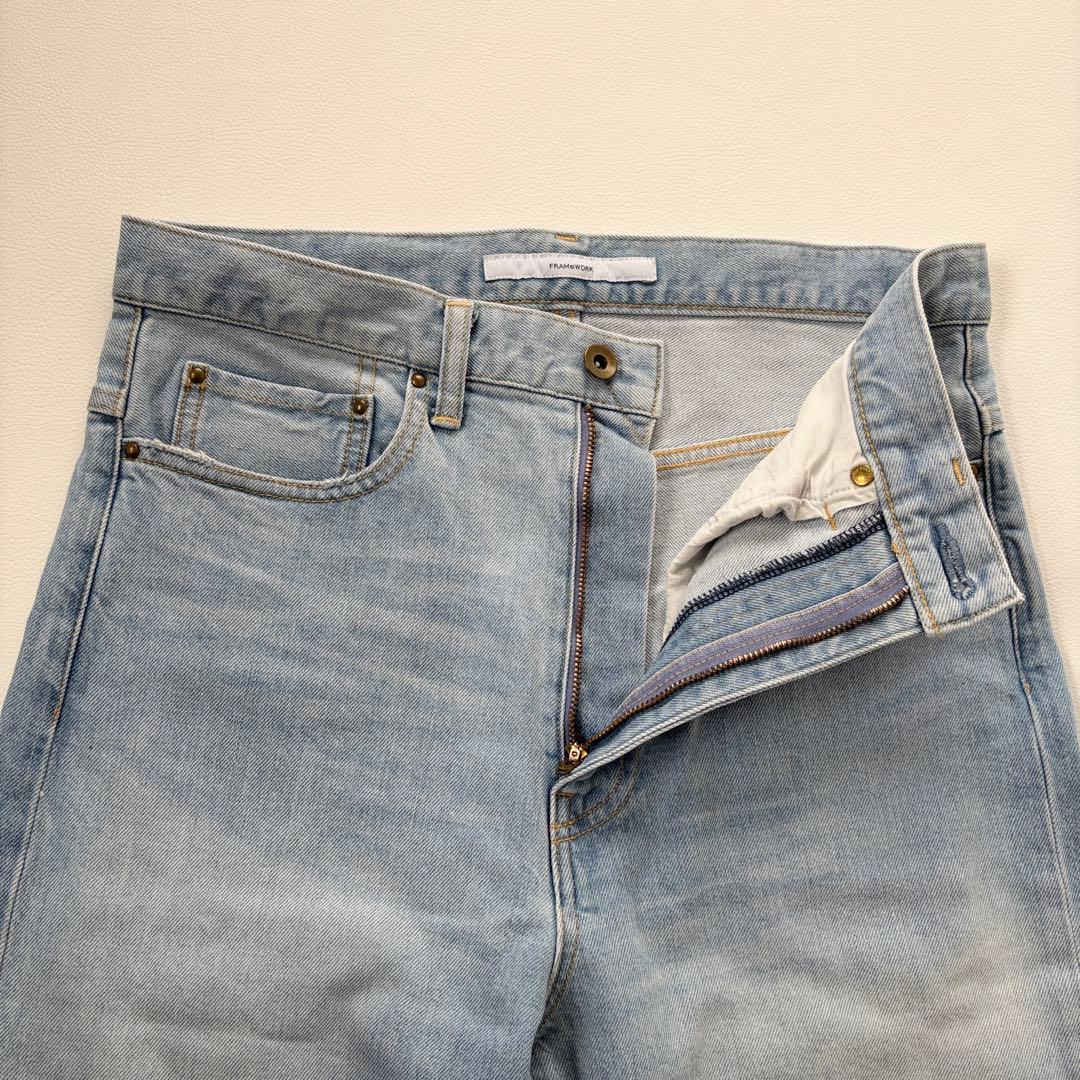 フレームワーク2024 デニムストレートパンツ36ライトブルー レディースワイド