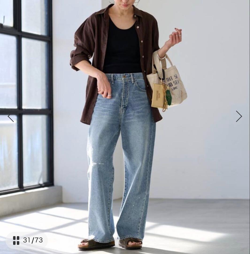 フレームワーク2024 デニムストレートパンツ36ライトブルー レディースワイド