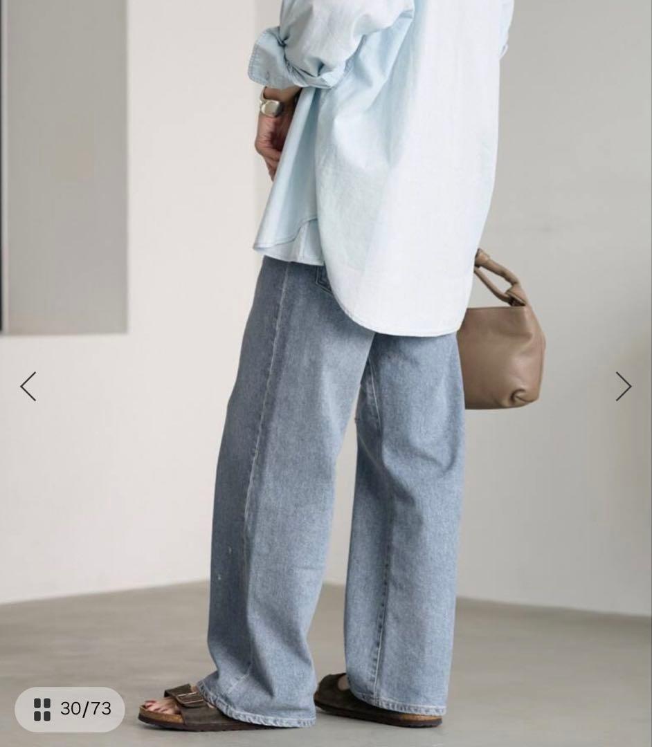 フレームワーク2024 デニムストレートパンツ36ライトブルー レディースワイド