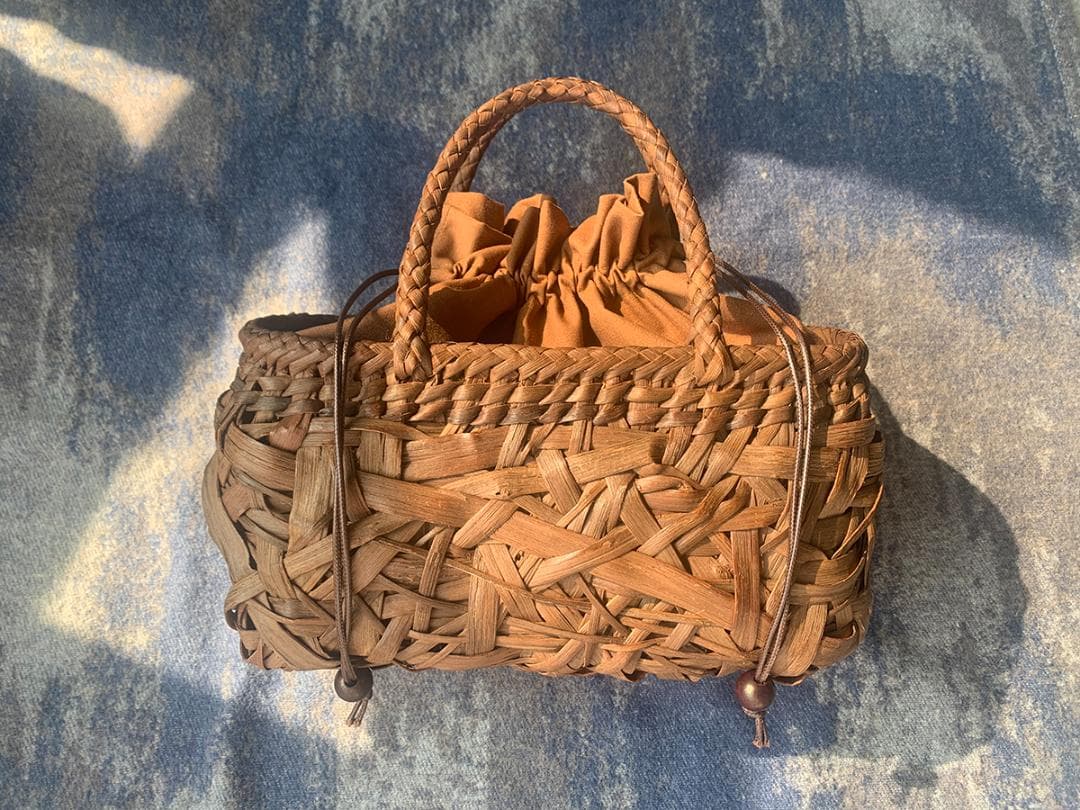 山葡萄 かご 乱れ編み 籠 職人の手作り手提げ 内布あり
