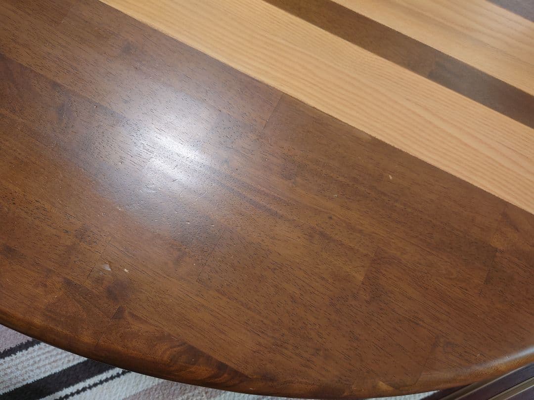 楕円形木製センターテーブル　折りたためる