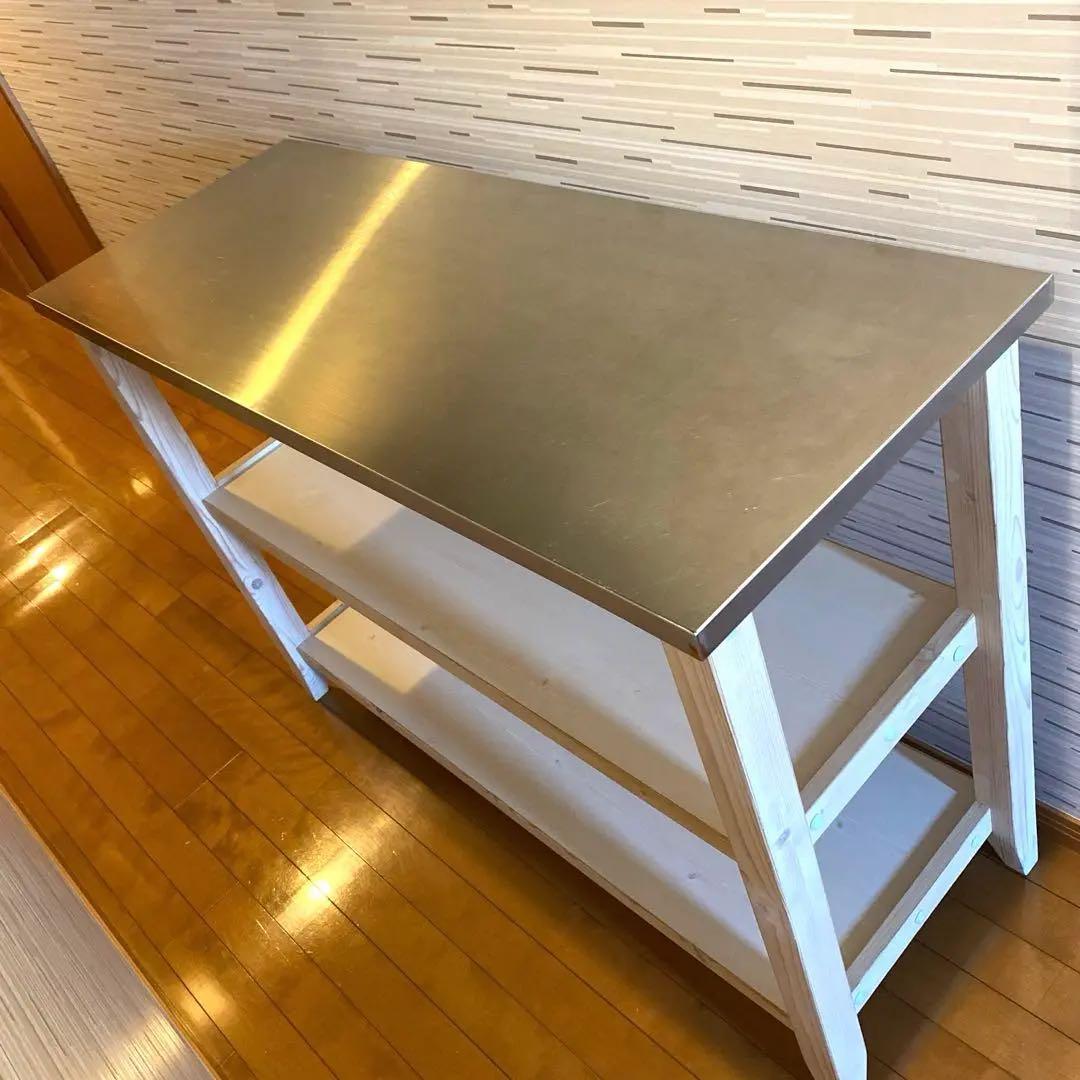 ニトリ ワークテーブル(シナモ12045WH ステン) ステンレス製カウンター