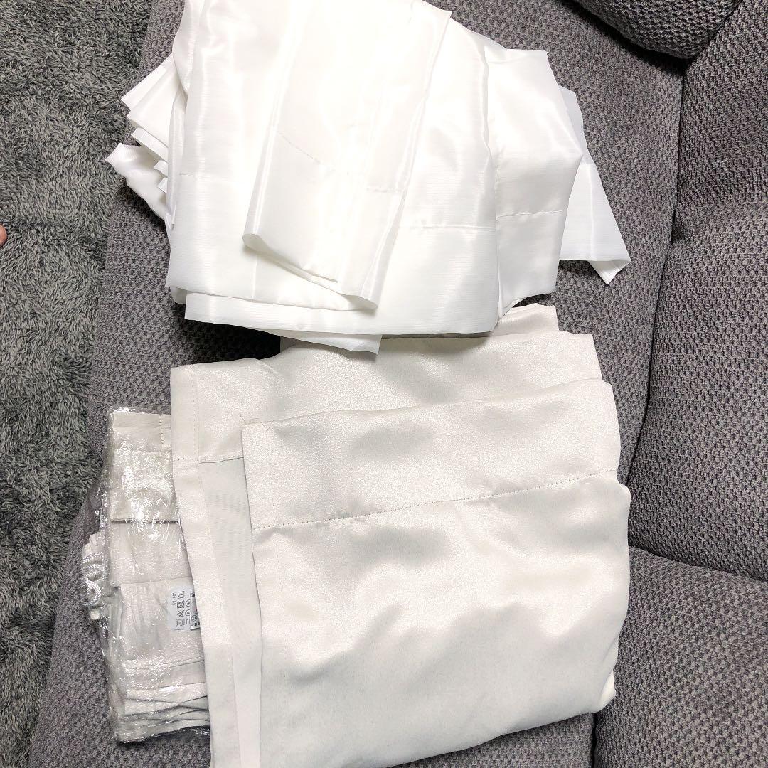 カーテン　レース付き　シャンパンシルバー　幅150×丈100cm×4枚セット