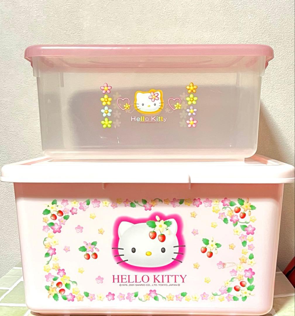 【希少】平成レトロ キティちゃん 野いちご オープンケース収納ケース2点セット