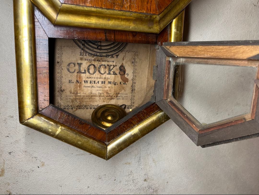 ウェルチ 米　カレンダー付　柱時計　古時計　振り子　レトロ　ゼンマイ　精工舎