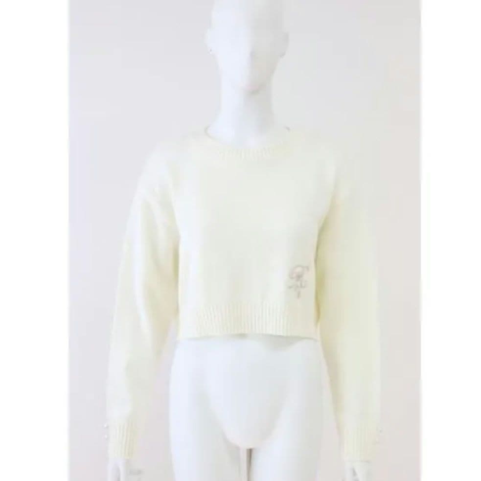 極美品✨ ルネ　R刺繍 コットンアクリルニット プルオーバー　23SS　ホワイト