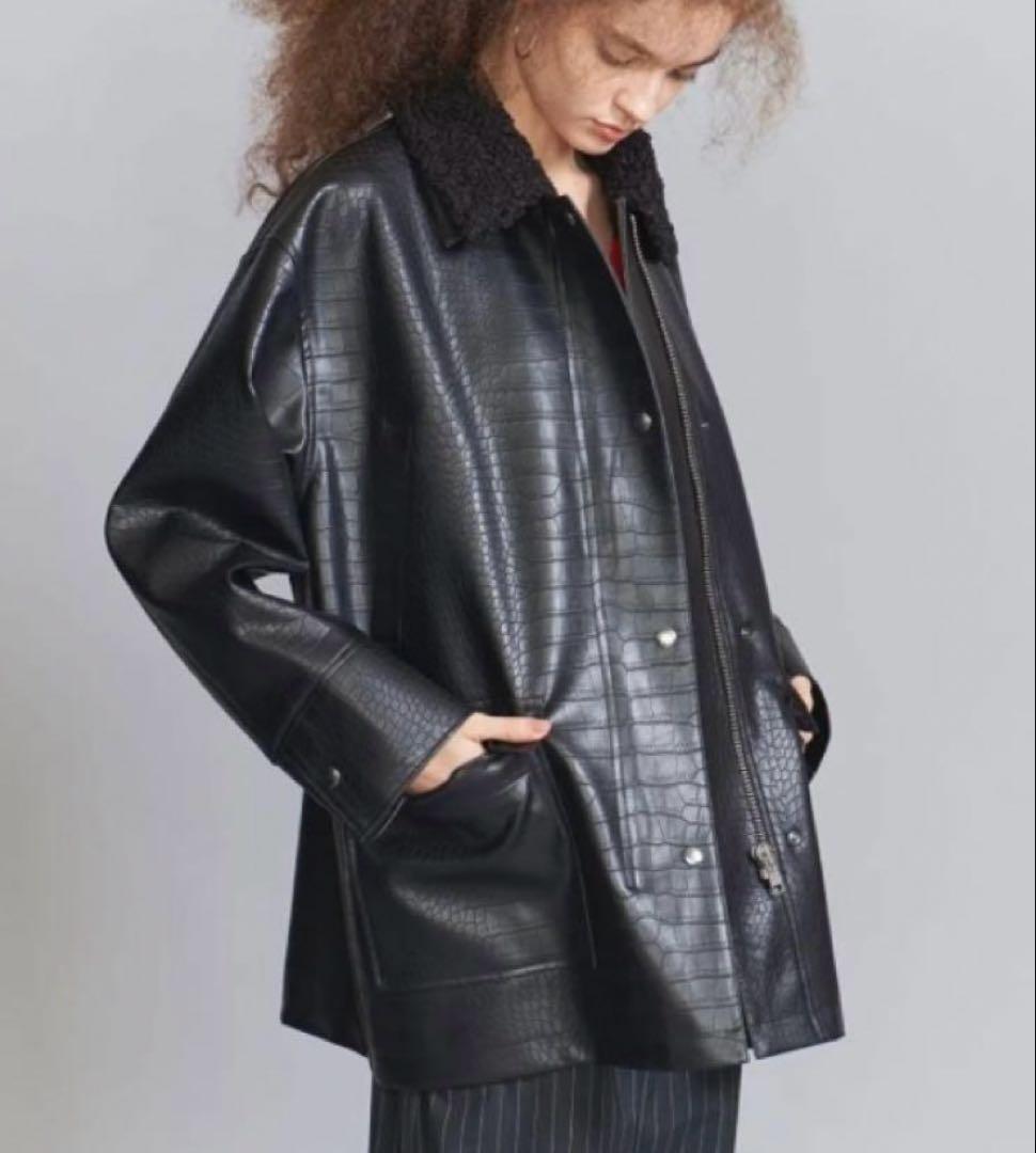 BEAUTY&YOUTH クロコレザーライク 2wayジャケット S