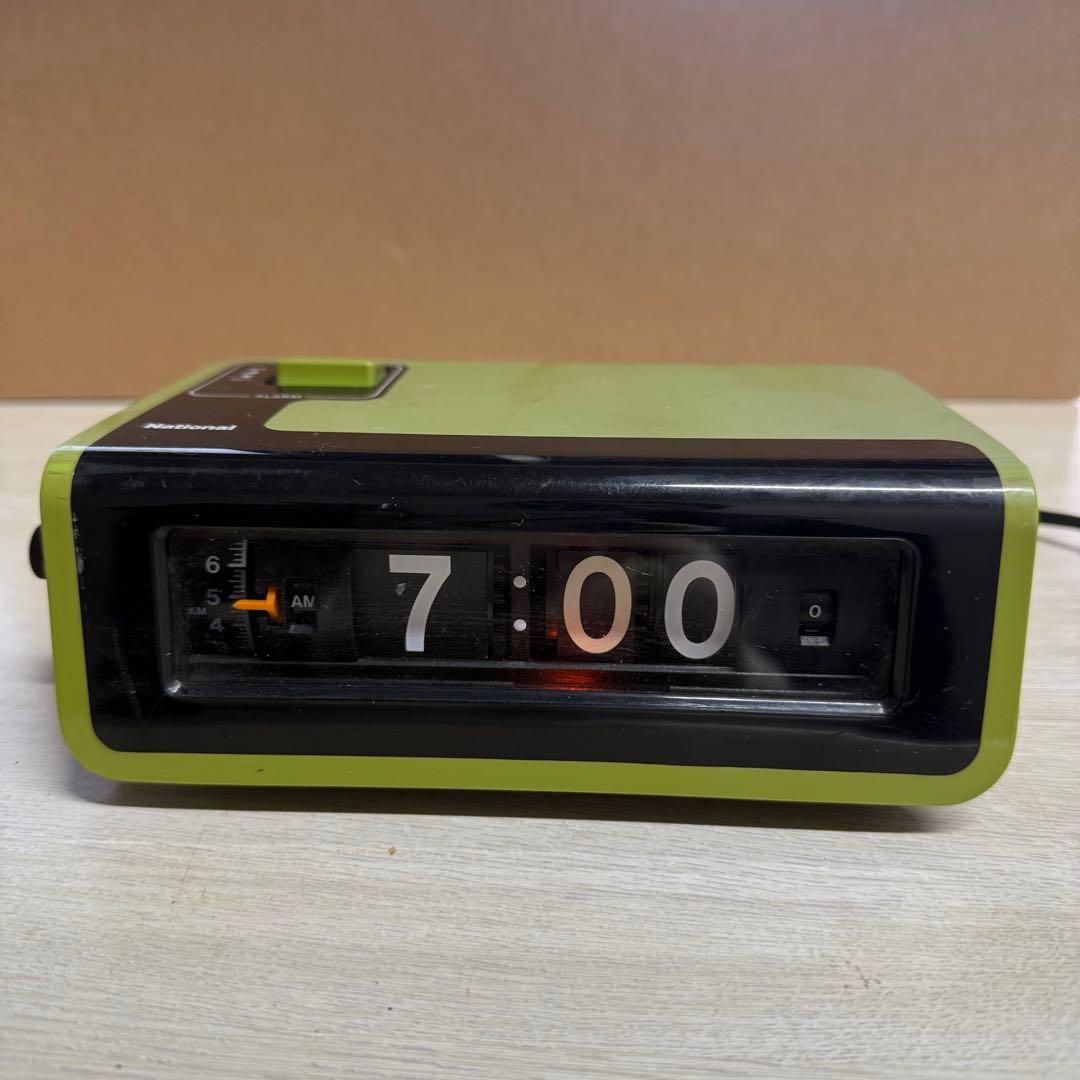 ナショナル交流目覚時計ヤングスヤスヤ　パタパタ時計　TG02 緑　グリーン