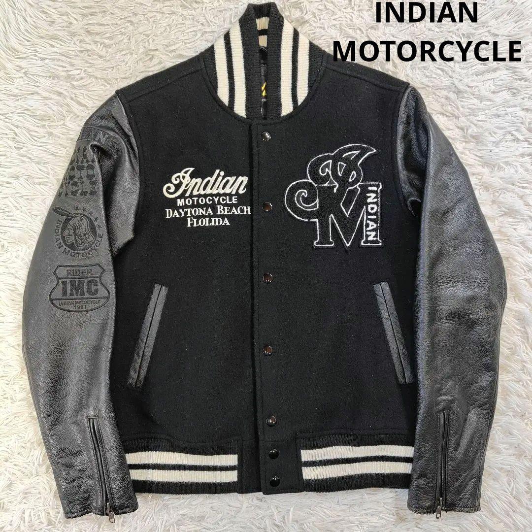 美品　インディアンモトサイクル　スタジャン M 刺繍　本皮