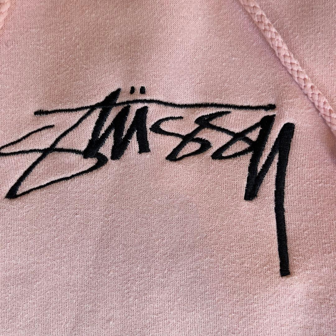 【希少カラー】STUSSY ステューシー パーカー L 刺繍ロゴピンク フーディ