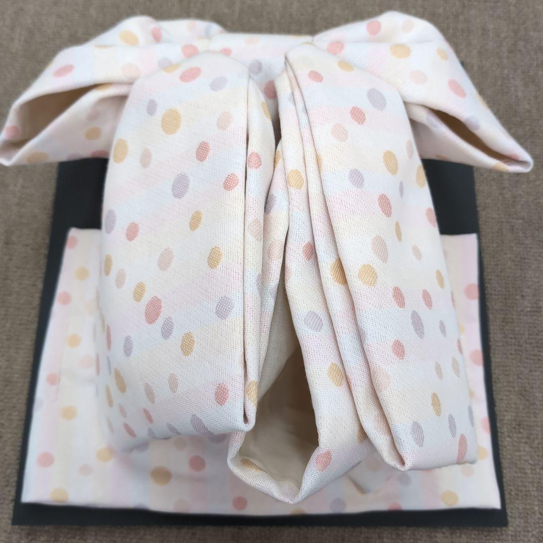 高級 結び帯 くすみピンク 水玉