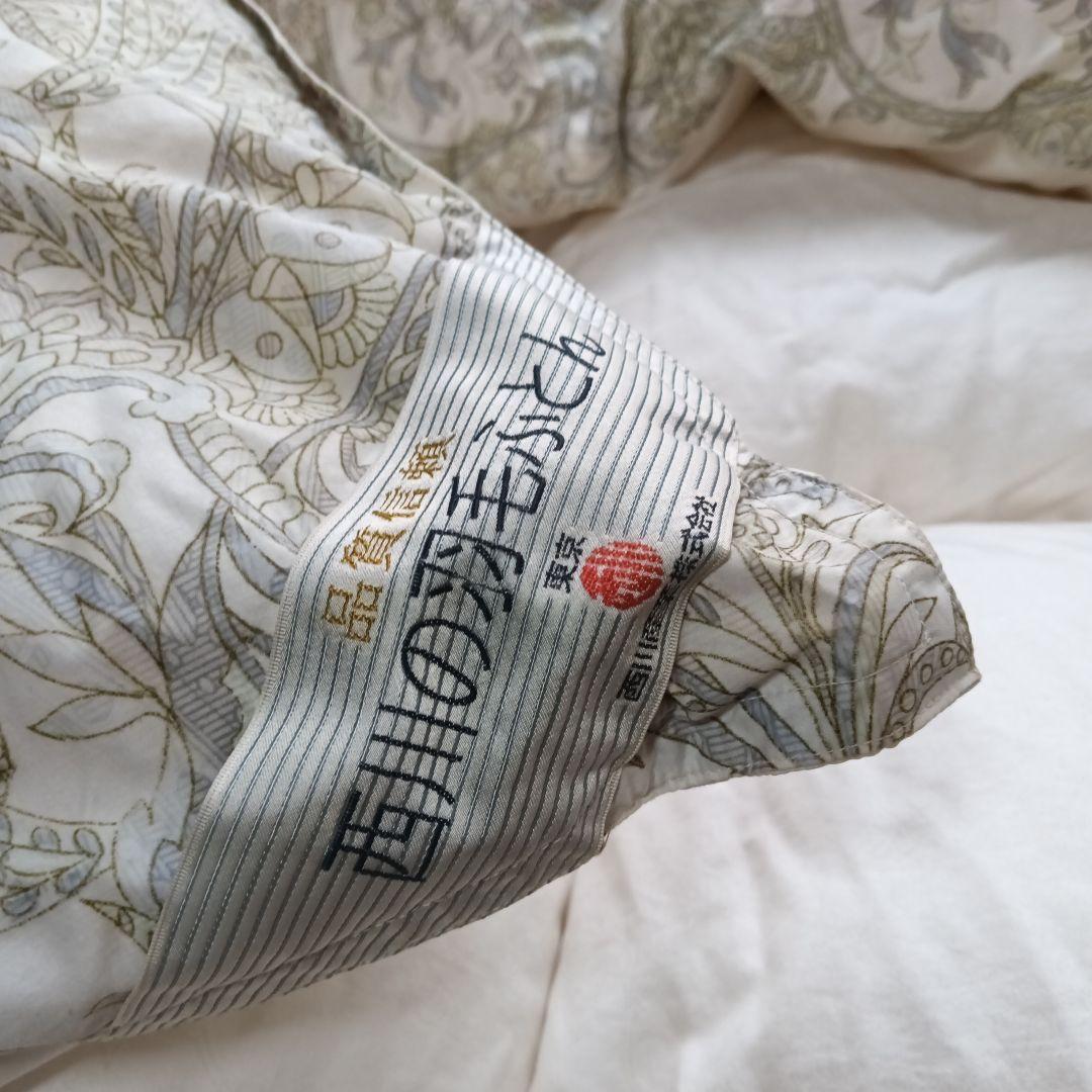 れ*ゆ様 高品質 希少 手摘みホワイトグース 羽毛 西川 掛け布団 花柄 ハンガ