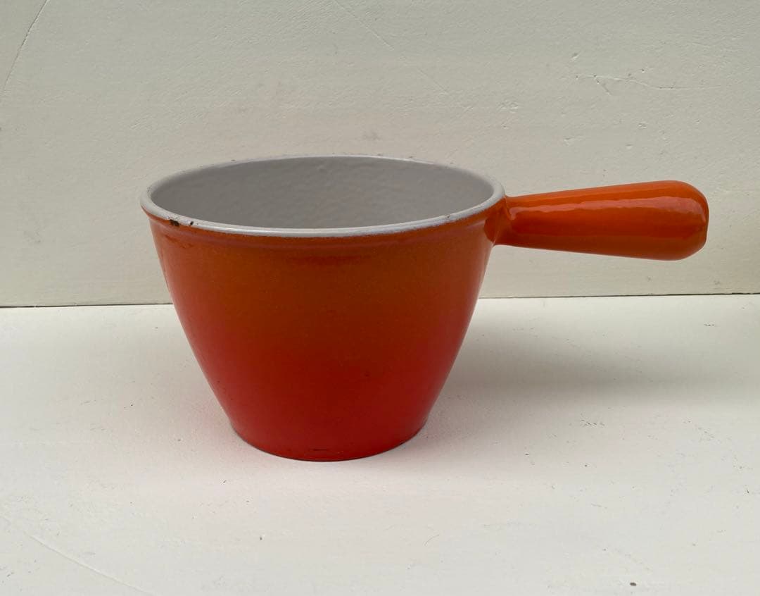 値下げ　フランス　アンティーク　ル・クルーゼ　オレンジ　チーズフォンジュ用鍋