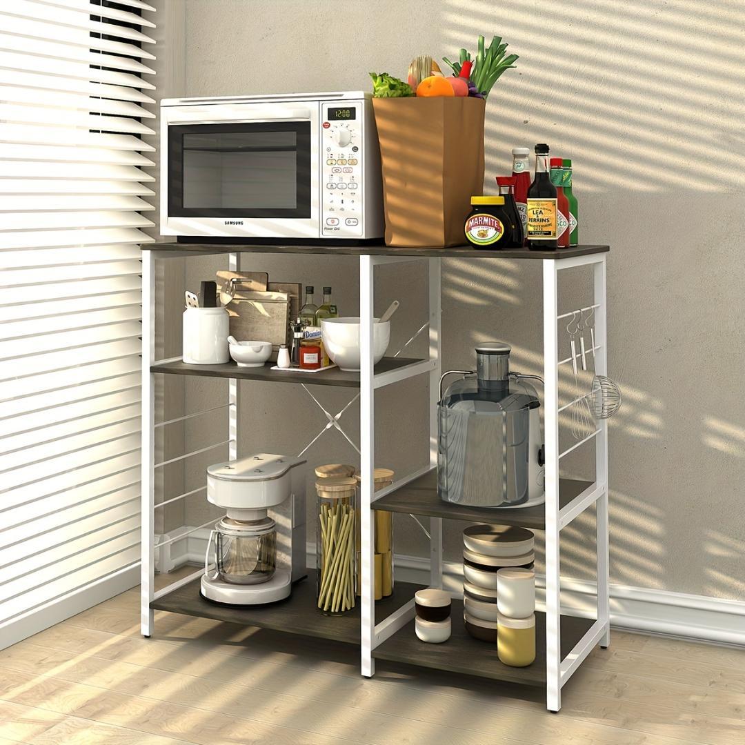 省スペースキッチンオーガナイザー 硬材スチール 電子レンジラック